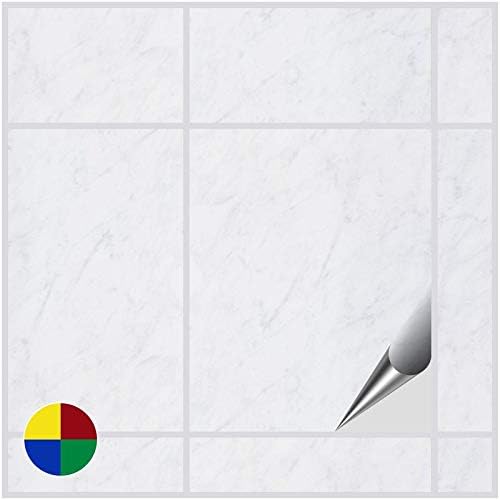 FoLIESEN Tile Sticker 20x25 cm (~ 8x10 Inch) - Tile Stickers for Bathroom & Kitchen - Pack of 4, Dekor White Marble