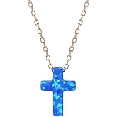 Rose Gold Chain with Dark Blue Opal Cross Pendant, Adjustable Chain for Spiritual Wear, Thoughtful Christian Occasion Gift