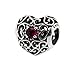 PANDORA 791784sru July Signature Heart Synthetic Ruby Charm