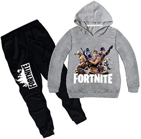 SMCLOTH Fortnite Hoodie Crewneck with Pocket Hooded Sweatshirt and Pant Set for Kids