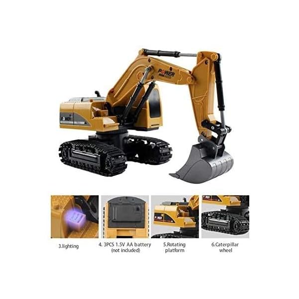 LKNJLL RC Bagger BAU Traktor Fernbedienung Bagger 6-Kanal-2.4G Baufahrzeug Digger Elektronik Hobby Spielzeug for Kinder… – Bild 4