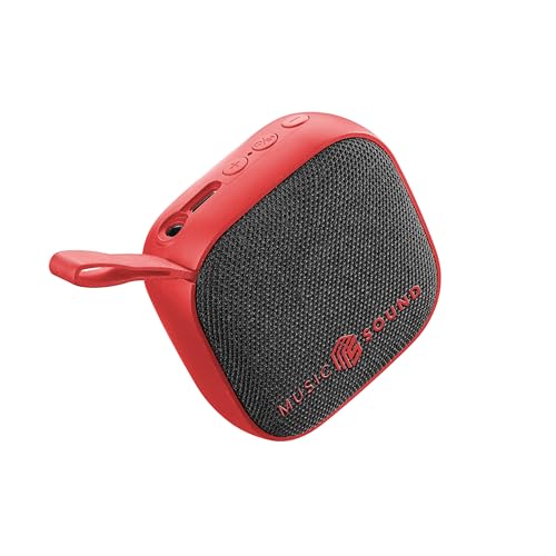 Music Sound - Mini - Enceinte Bluetooth - Puissance de 3 Watts - 4 Heures d’autonomie - Compacte et Portable - Finitions en Tissu Doux et coloré - Rouge