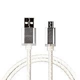 Micro USB Charger Cable, Conwork High Speed USB 2.0 Sync and Charge Cord with PU Leather Coating Braided 3.3ft (White)