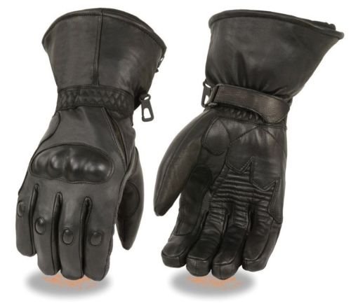 MOTORCYCLE MEN'S RIDING GLOVES WATERPROOF COW LEATHER GAUNTLET SOFT LEATHER NEW (XS)