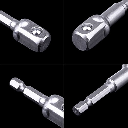 NOUVCOO 16Pcs Power Hand Tools,Nut Driver Power Drills Impact Socket Bit Hex Adapter Extension set Socket Wrench Adapter Set Impact Hex Shank Drill Bits 1/4" 3/8" 1/2" Bits New NC01 - Thumbnail 3