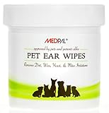 MedPal Professional Pet Ear Cleansing Wipes for Dogs and Cats - Dog Ear Wipes Used to Stop Itching, Prevent Mites, Yeast & Ear infections. - Advanced Formula! - 100 Count