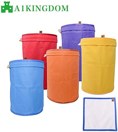 A1KINGDOM bubble bag 5-Gallon 5-Bag Set - Resins Herbal Ice Bubble Hash Bag Essence Extractor Kit- Free Carrying Bag and Pressing Screen Included