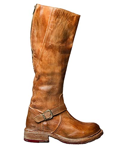 Bed|Stu Women's Glaye Motorcycle Boot, Tan Rustic/White, 8 M US