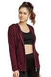 Sofra Women's Thin Cotton Zip up Hoodie Jacket (M, Burg)