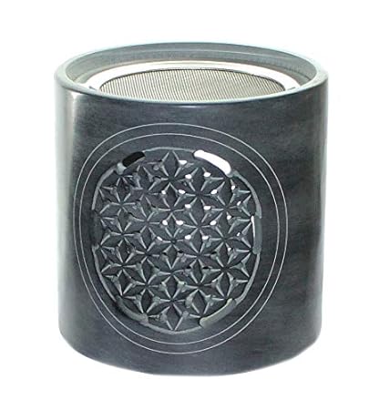 budawi® - Duftstövchen Aromalampe mit Edelstahl-Sieb (Flower), Räucherstövchen Räucher-gefäß mit Sieb, Duftlampe aus Speckste