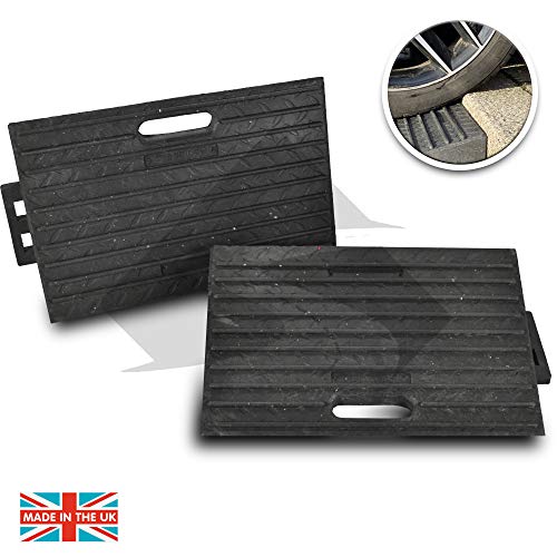 Street Solutions UK Rubber Kerb Ramps | Double Lightweight Mobility Threshold Ramps for Wheelchairs, Cars Vehicles, Caravan, Scooter Wheels, Skateboard, Motorcycle, Disabled Chair & Dog | Set of 2