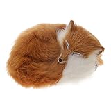 Dovewill Cute Realistic Sleeping Fox Stimulation Animal Interior Ornament Kids Children Home Decor Gift Yellow