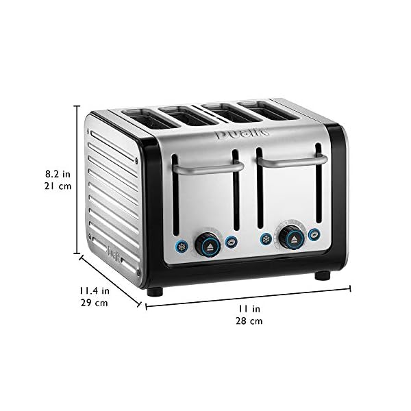 Dualit 46505 Architect 4 Slice Toaster | Brushed Stainless Steel with Black Trim | Extra-Wide Slots – Peek and Pop…