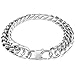 Thick Silver Bracelet for Men - Solid Stainless Steel Cuban Link + Gift Bag
