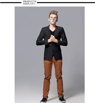 Amazon Co Jp Ko Sen E 3469 送料無料 メンズファッション テーラードジャケット 純色 タイトシルエット ブリティッシュスタイル 側面スリット カジュアル ファッション ウール ブラック ブラック Xl スポーツ アウトドア