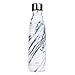 DJSBZ Vacuum Cola Shape Double Walled 18/8 Stainless Steel Water Bottle Leak-Proof Keep Hot & Cold, Travel Sports Personalized Metal Water Bottle,17 Oz (500 ml) Marble White