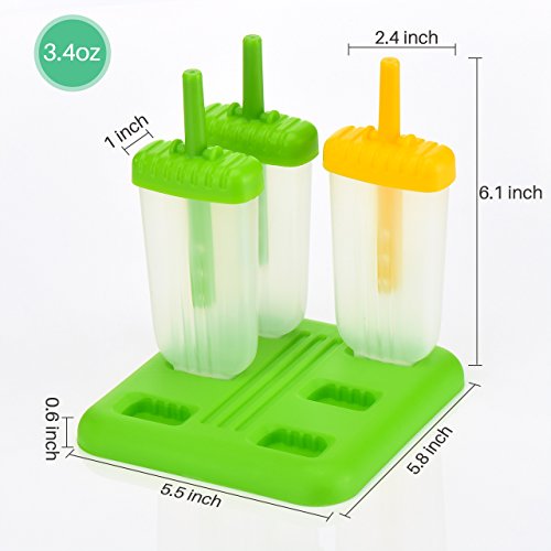 Omorc Popsicle Molds Set - BPA Free & FDA Certified & Food Safe - 6 Pack Reusable Ice Pop Molds Makers Drip-Guard Handle Easy-Release Ice Cube Tray Molds with Folding Funnel and Cleaning Brush