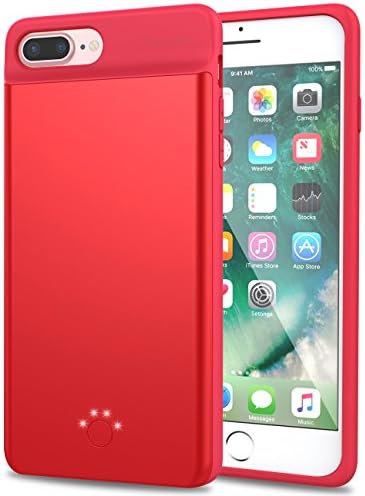 iPhone 7 Plus Battery Case,Smaiphone Ultra Thin Extended Rechargeable Case Battery for 7 Plus / 6Plus / 6s Plus (5.5 inch) with 4000mAh Capacity for Lightning Cable Charged (4000mAh-Red)