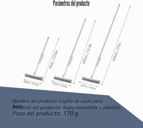 Floor Cleaning Brush with Telescopic Long Handle (145 cm), 3 in 1, V-Shape, with Hard Bristles, Broom for Cleaning Carpets, Wooden Floors, Tiles, Bathroom, Patio, Garage, Wall, Kitchen, Terrace, Floor