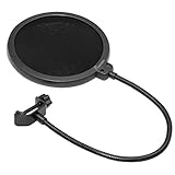 eBerry Microphone Pop Filter, 6-inch Pop Filter Net Mic for Studio Condenser Microphone Elastic Double Layer Wind Screen Mask Shield Swivel Mount 360 Flexible Gooseneck Holder Universal Stand Clip