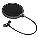 eBerry Microphone Pop Filter, 6-inch Pop Filter Net Mic for Studio Condenser Microphone Elastic Double Layer Wind Screen Mask Shield Swivel Mount 360 Flexible Gooseneck Holder Universal Stand Clip