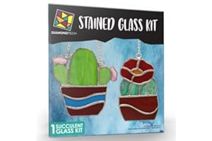 RAINBOW ART GLASS Succulents Pre-Cut Stained Glass Kit-Make Your own Beautiful Glass Project.
