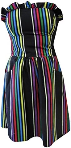 Switchblade Stiletto Womens POCKET RUFFLE TUBE DRESS- Serape Stripes