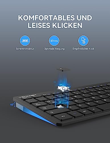 TeckNet X 315 ultra slim wireless Mini keyboard (QWERTZ, 2.4 GHz, 84 keys) black