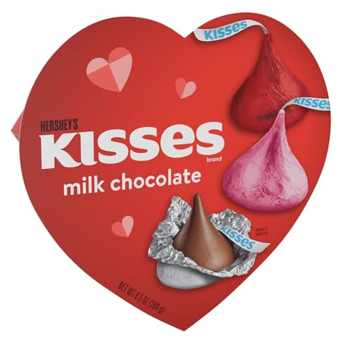 HERSHEY’S KISSES MILK CHOCOLATE, VALENTINE’S CANDY GIFT BOX, 6.5 OZ