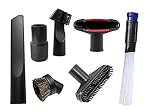 KINW Vacuum Dusty Brush Vacuum Attachments Accessories for 1 1/4" inch & 1 3/8" inch Standard Hose - Crevice, Upholstery Brush, Dust Brush Tool and Adapter 7 Pcs