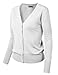 BIADANI Women Button Down Long Sleeve Soft V-Neck Cardigan Sweater White Medium
