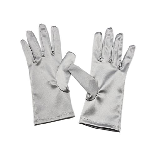 Greenmoe Women's Elegant Short Finger Formal Party Wrist Length Gloves Silver