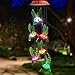 Topspeeder Solar Mobile Wind Chime with Color-Changing LED Lights - Waterproof Hummingbird Wind Chimes for Home, Party, Garden Decoration (Copper Board Hummingbird)