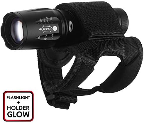 Tactical Led Flashlight - Portable Compact Brightest Waterproof Handhold High Lumen Flashlight - 5 Light Modes and Universal Flashlight Holder Glow for Diving Fishing Camping-Indoor/Outdoor Use