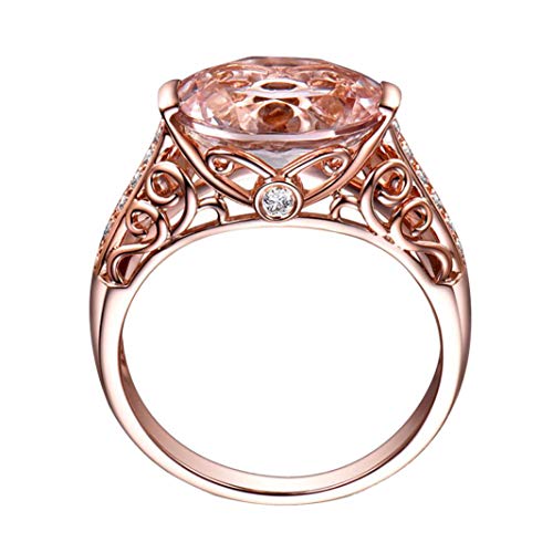 Auwer Rings, 2-in-1 Womens Vintage White Diamond Silver Engagement Wedding Band Ring Set (US Size 7, Red)