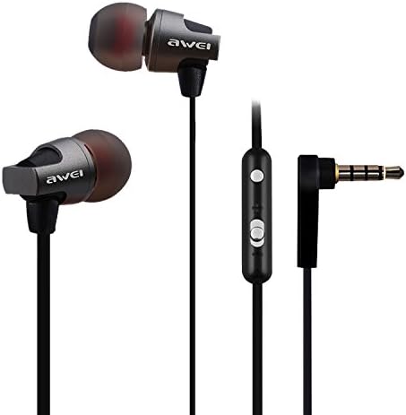 Wired Metal Earbuds Earphones with Microphone, Case Bass Stereo Noise Isolating Ear Buds In ear Earphones, Volume Control 3.5mm Headphones for iPhone iPod iPad Android Smartphone Tablet MP3/4 -Black