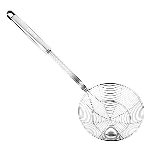 Tenta Kitchen Stainless Steel Spider Strainer Wire Strainer Skimmer Colander, Stainless steel Handle with hook (7 inch 1pc)
