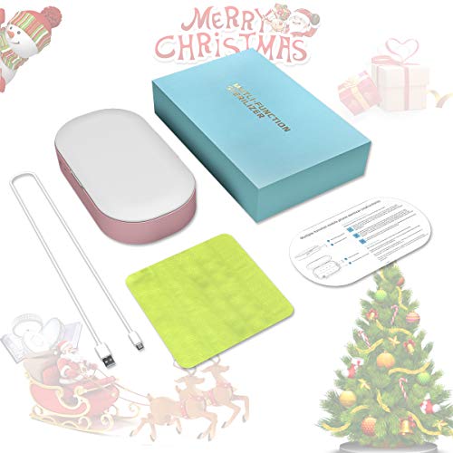 UV Smart Phone Sanitizer Portable UV Lights Cell Phon Sterilizer Phone Cleaner Aromatherapy Function Disinfector for All iPhone Android Cellphone Toothbrush-Pink