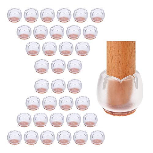 LZYMSZ 32 Pack Chair Leg Wood Floor Protectors,Silicone Floor Protector Table Feet Covers,Round Chair Leg Caps with Felt Pads,Chair Feet Glides Furniture Carpet Saver