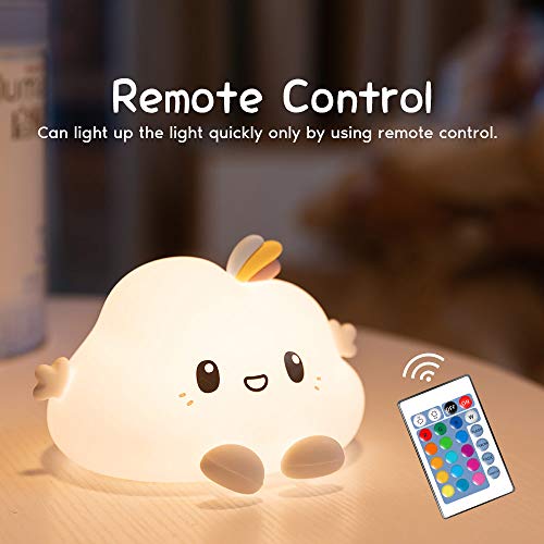 One Fire Cute Night Light for Kids,Baby Children Nightlight,Nursery Cloud Color Changing Bright Toddler Portable Lamp Remote,Squishy Soft Led Silicone Glow Battery Operated Night-Light for Bedroom