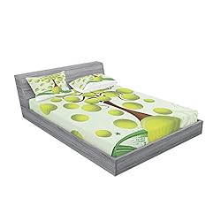 Ambesonne Tennis Fitted Sheet & Pillow Sham