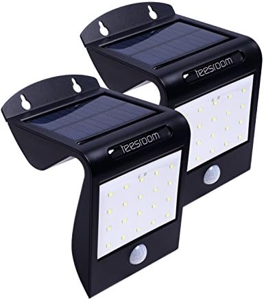 Solar Lights Outdoor Solar Motion Sensor Light Wireless Super Bright 20 LED Waterproof Heatproof Security Lamp Auto On/Off dusk to dawn Solar Powered for Yard Garden Driveway Step Black (2 pack)