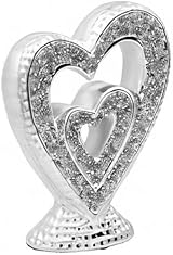 The Leonardo Collection LP46302 Silver Sparkle Double Heart Sculpture 17x6x23 cm view 2