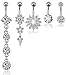 YOVORO 5PCS 14G 316L Stainless Steel Dangle Belly Button Rings for Women Navel Rings Curved Barbell Body Piercing S