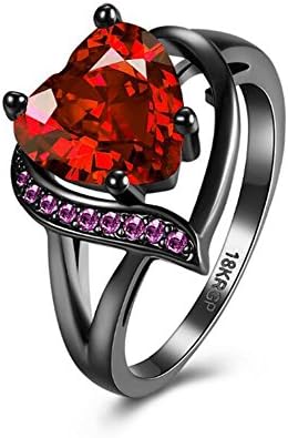 VEELFF Creative Color Large Zircon Heart Shaped Female Stainless Steel Ring