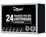 Fountain Pen Ink Refill Cartridges - [BIG VALUE PACK OF 24: Black] - ZenZoi International Standard Size Calligraphy Pens Refilling Cartridge Set, Generic Disposable