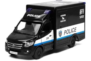 KiNSMART - Mercedes-Benz Sprinter Cargo Van 1:48 O Scale 5" Die Cast Metal Model Toy Van, Pull-Back Action (Police U.S.)