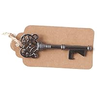 Ella Celebration Key Bottle Openers with Kraft Tags and Twine, Vintage Skeleton Keys, Wedding Party Favors (Set of 50, Charcoal)