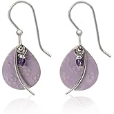 Silver Forest Flower Textured Tear with Wisp and Ameythst Drop NE-1912B