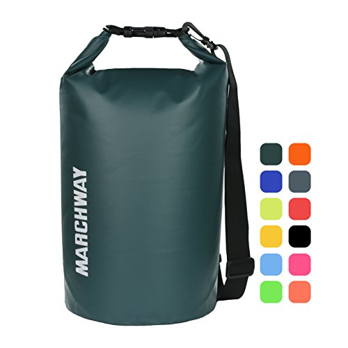 MARCHWAY Floating Waterproof Dry Bag 5L/10L/20L/30L, Roll Top Dry Sack for Kayaking, Rafting, Boating, Swimming, Camping, Hiking, Beach, Fishing, Hunting (Blackish Green, 20L)